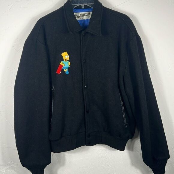 🔥VINTAGE 90's The Simpson's Cast and Crew Wool Varsity Bomber Jacket - RARE!!! - Picture 1 of 10